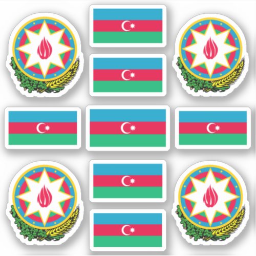 Azerbaijan national symbols Coat of arms and flag Sticker