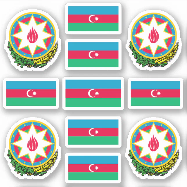 Azerbaijan National Symbols Coat Of Arms And Flag Sticker Zazzle 