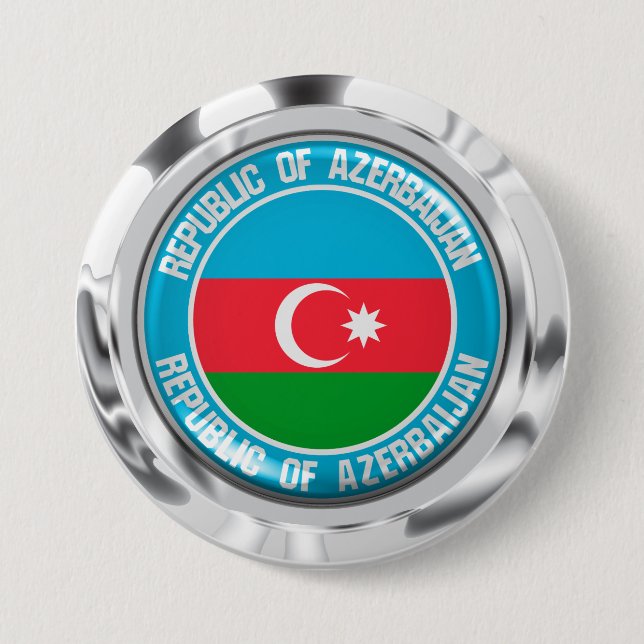 Azerbaijan Round Emblem Button (Front)
