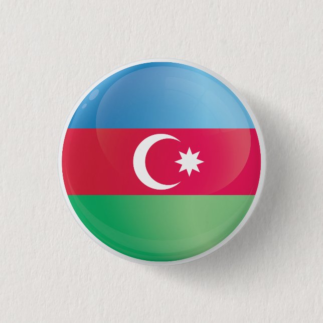 Azerbaijan  Round Icon Flag Button (Front)