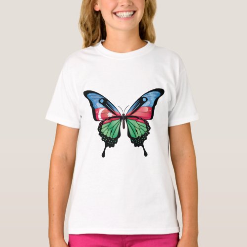 Azerbaijan Swallowtail Butterfly Flag Sticker T_Shirt