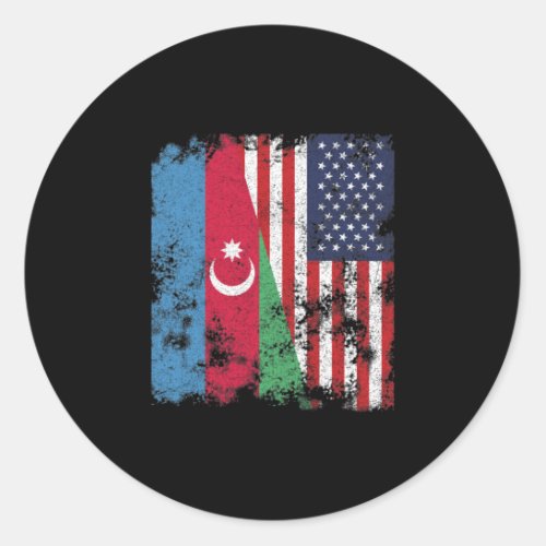 Azerbaijan USA Flag _ Half American Classic Round Sticker