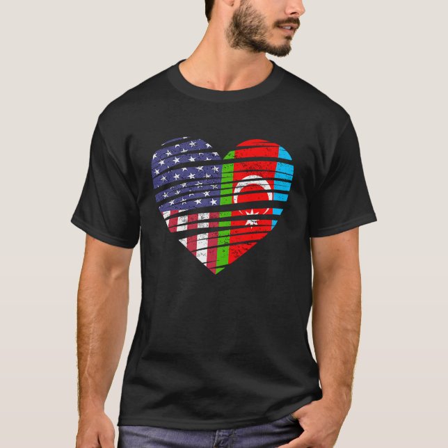 Azerbaijani American Grown Heart USA Patriot Herit T-Shirt (Front)