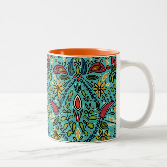 aziza turquoise Two-Tone coffee mug (Right)