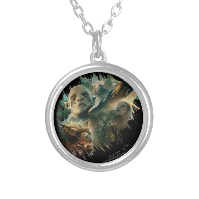Azog, Narzug, and Bolg Graphic Silver Plated Necklace (Front)