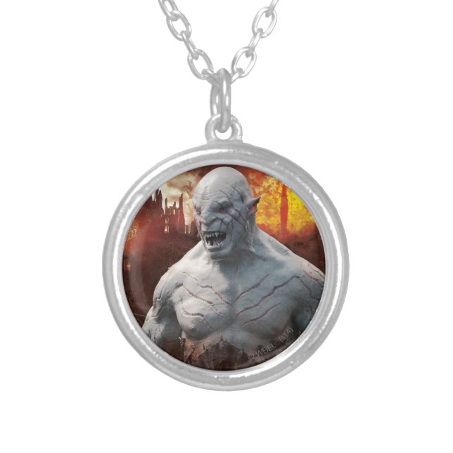 Azog & Orcs Silhouette Graphic Silver Plated Necklace (Front)