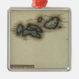 Azore Islands Atlas Map Metal Ornament