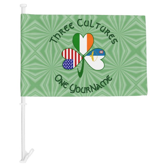 Azorean Irish American Flags Shamrock Personalized (Front)