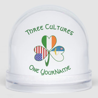 Azorean Irish American Flags Shamrock Personalized Snow Globe