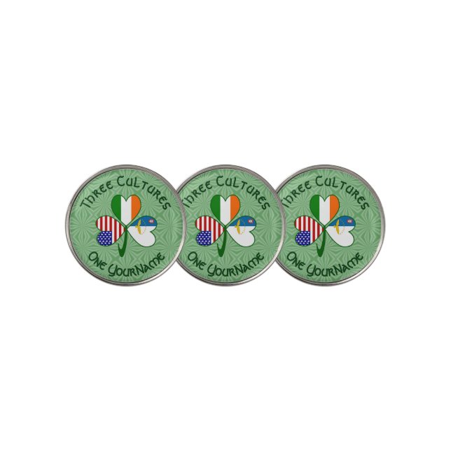 Azorean Irish American Shamrock Flag  Golf Ball Marker (3 Up)