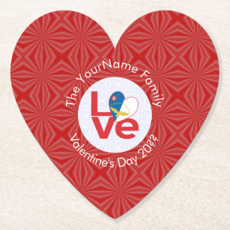 Azorean LOVE Hearth Flag Valentine Personalized  Paper Coaster