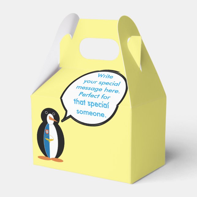 Azorean Talking Ms Penguin Personalized  Favor Boxes (Back Side)