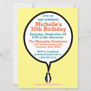 Azorean Talking Ms Penguin Personalized Invitation