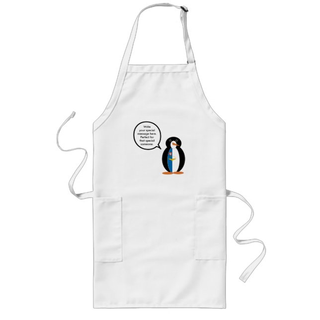Azorean Talking Ms Penguin Personalized  Long Apron (Front)