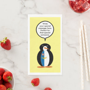 Azorean Talking Ms Penguin Personalized Paper Guest Towels