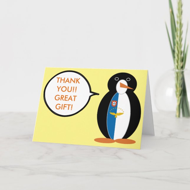 Azorean Talking Ms Penguin Personalized  Thank You Card (Front)
