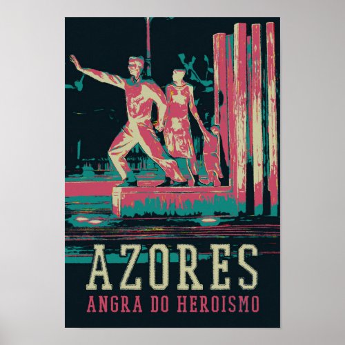 Azores Angra do Heroismo illustration Portugal Poster