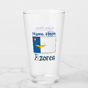 Azores Azorean Flag Blue Personalization  Glass