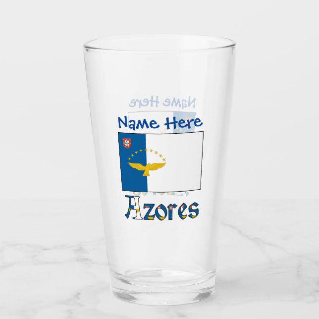 Azores Azorean Flag Blue Personalization  Glass (Front)