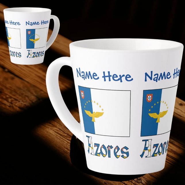 Azores Azorean Flag Blue Personalization Small Latte Mug (Creator Uploaded)