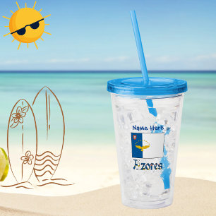 Azores Azorean Flag Blue Personalized Name Acrylic Tumbler