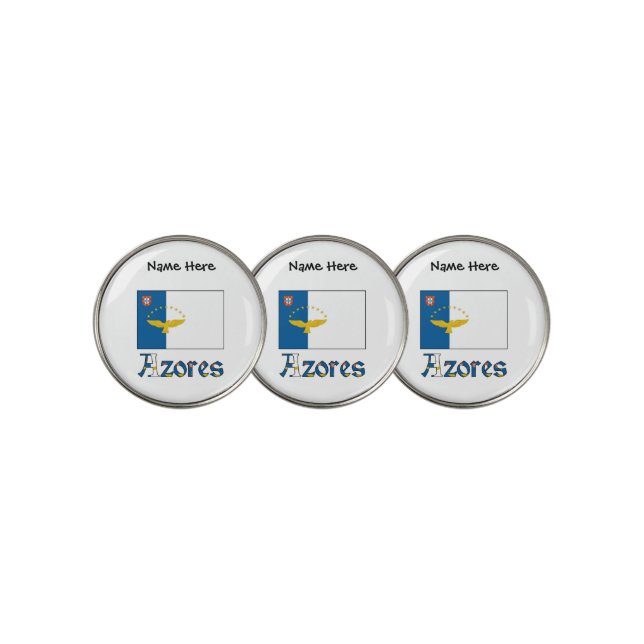 Azores Azorean Flag Personalized Golf Ball Marker (3 Up)