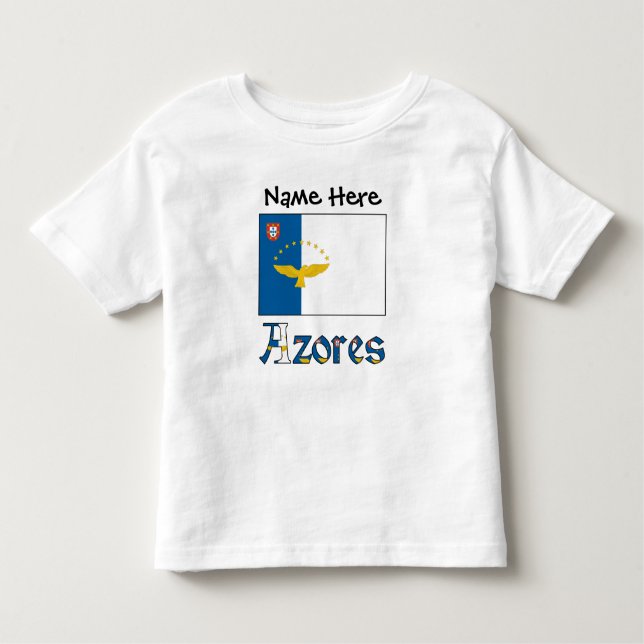 Azores Azorean Flag Personalized Name Toddler T-shirt (Front)