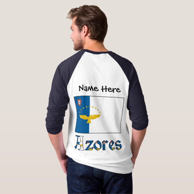 Azores Azorean Flag Personalized  T-Shirt (Back Full)