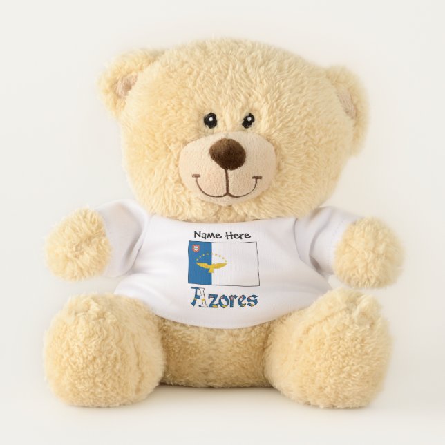 Azores Azorean Flag Personalized  Teddy Bear (Front)