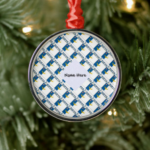 Azores Azorean Flag Tiled Personalized Metal Ornament