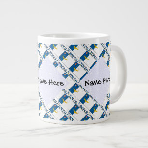Azores Azorean Flag Tiled Personalized Name Giant Coffee Mug