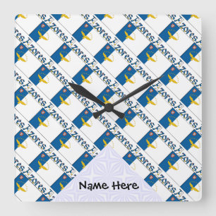 Azores Azorean Flag Tiled Personalized  Square Wall Clock