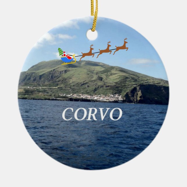 Azores: Corvo Panoramic Christmas Ornament (Front)