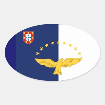 Azores* Flag European Style Oval Sticker by Azorean at Zazzle