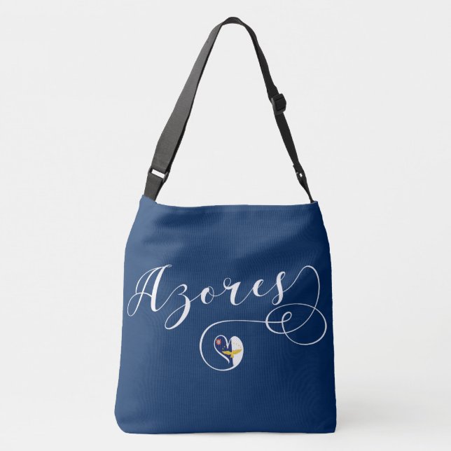 Azores Flag Heart, Portugal, Azorean Crossbody Bag (Back)