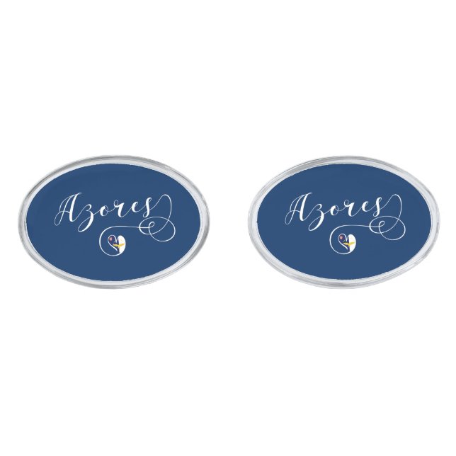 Azores Flag Heart, Portugal, Azorean Cufflinks (Front)