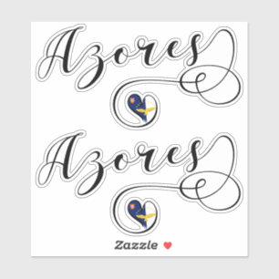 Azores Flag Heart, Portugal, Azorean Sticker
