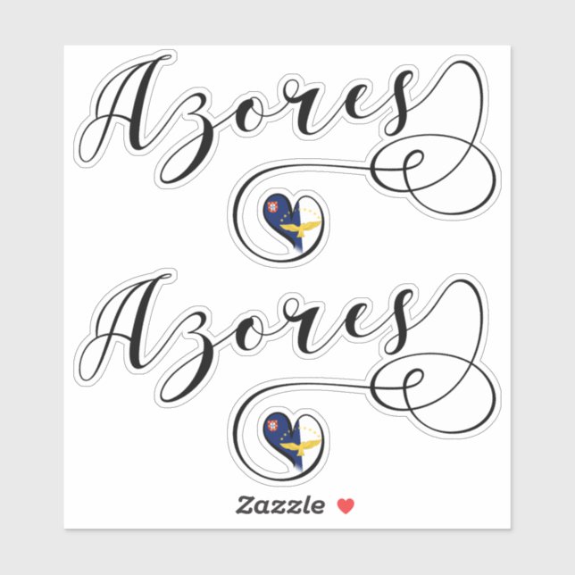 Azores Flag Heart, Portugal, Azorean Sticker (Sheet)