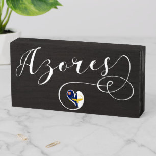 Azores Flag Heart, Portugal, Azorean Wooden Box Sign