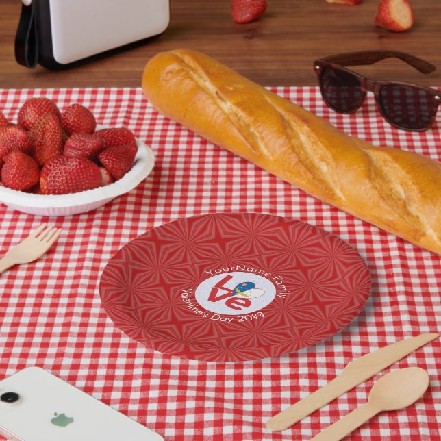 Azores Flag Red LOVE Personalized Paper Plates (Picnic)