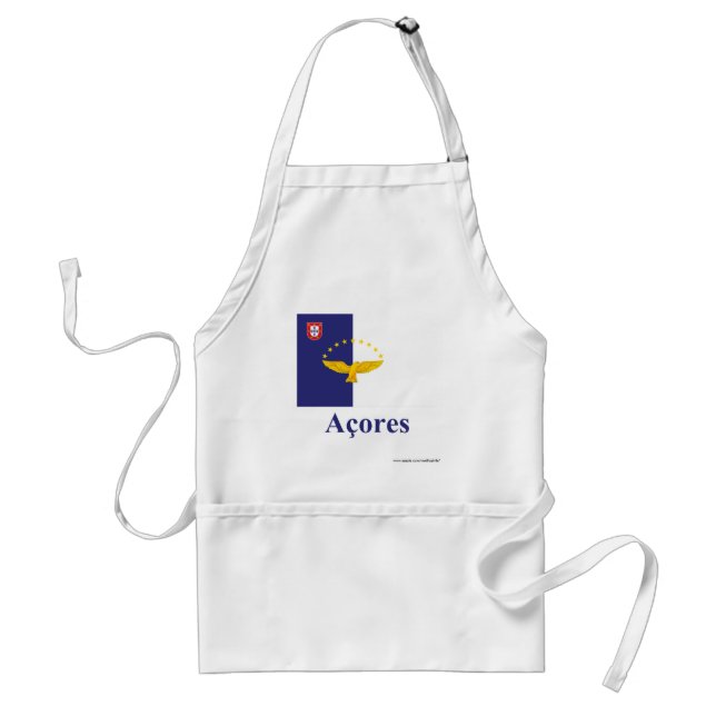 Azores Flag with Name in Portuguese Adult Apron (Front)