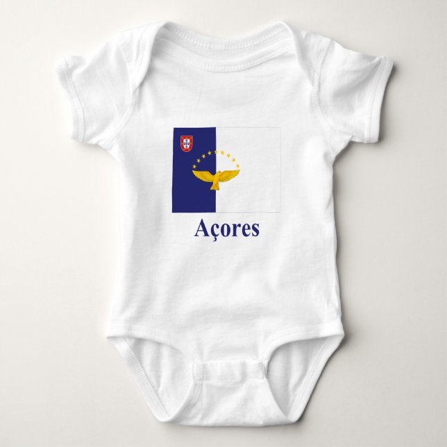 Azores Flag with Name in Portuguese Baby Bodysuit (Front)