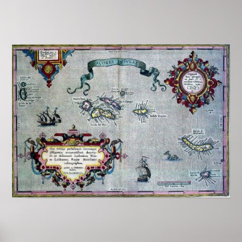Azores Historic Map Poster