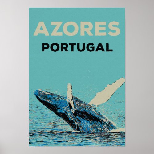 Azores humpback whale illustration Portugal Poster