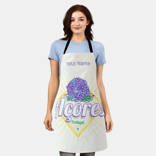 Azores Hydrangea Flower Island Portugal Vintage Apron