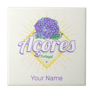 Azores Hydrangea Flower Island Portugal Vintage Ceramic Tile