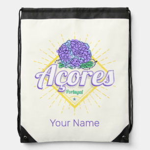 Azores Hydrangea Flower Island Portugal Vintage Drawstring Bag