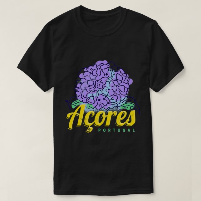 Azores Hydrangea Flower Island Portugal Vintage So T-Shirt (Design Front)