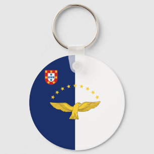 Azores islands flag Button Keychain