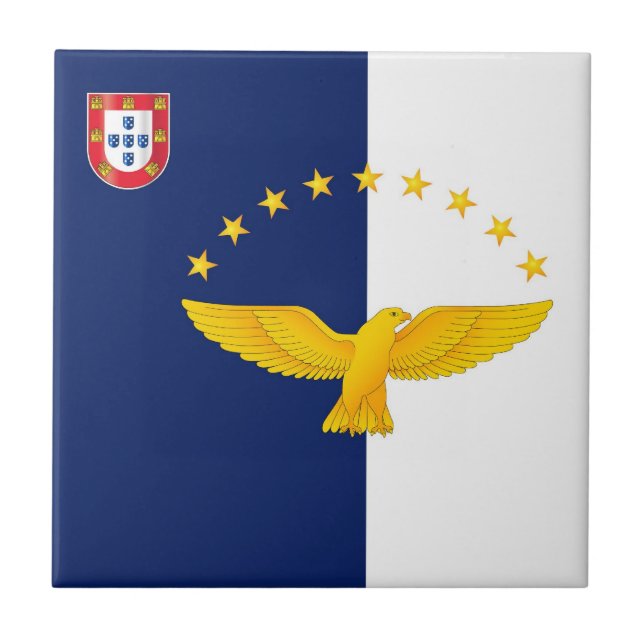 Azores islands flag ceramic tile (Front)